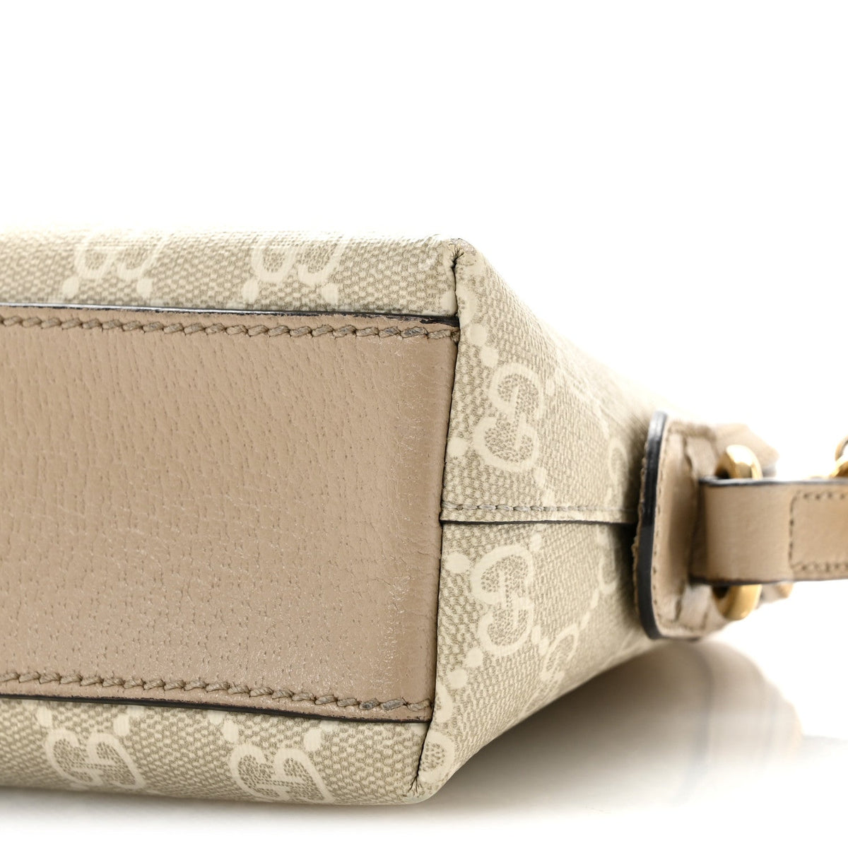 GG Supreme Monogram Textured Dollar Calfskin Web Small Ophidia Dome Shoulder Beige Mystic White Oatmeal wholesalehk.shop