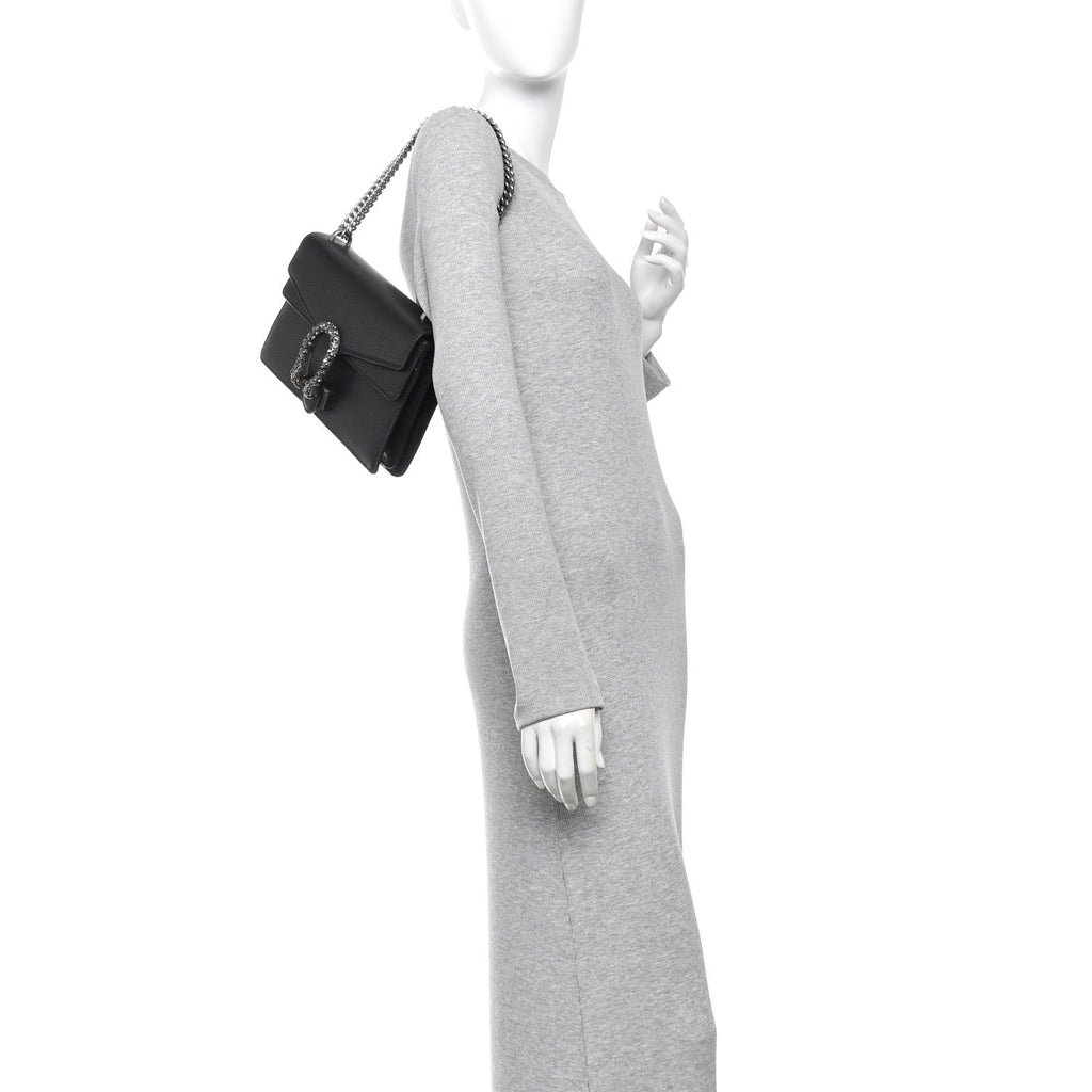 Pebbled Calfskin Small Dionysus Shoulder Bag Black wholesalehk.shop