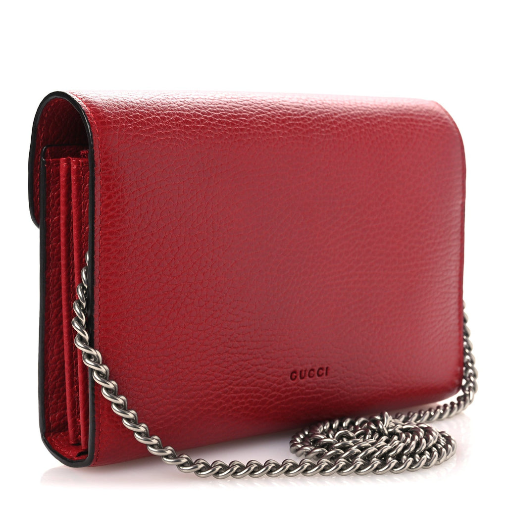 Calfskin Mini Dionysus Chain Wallet Hibiscus Red wholesalehk.shop