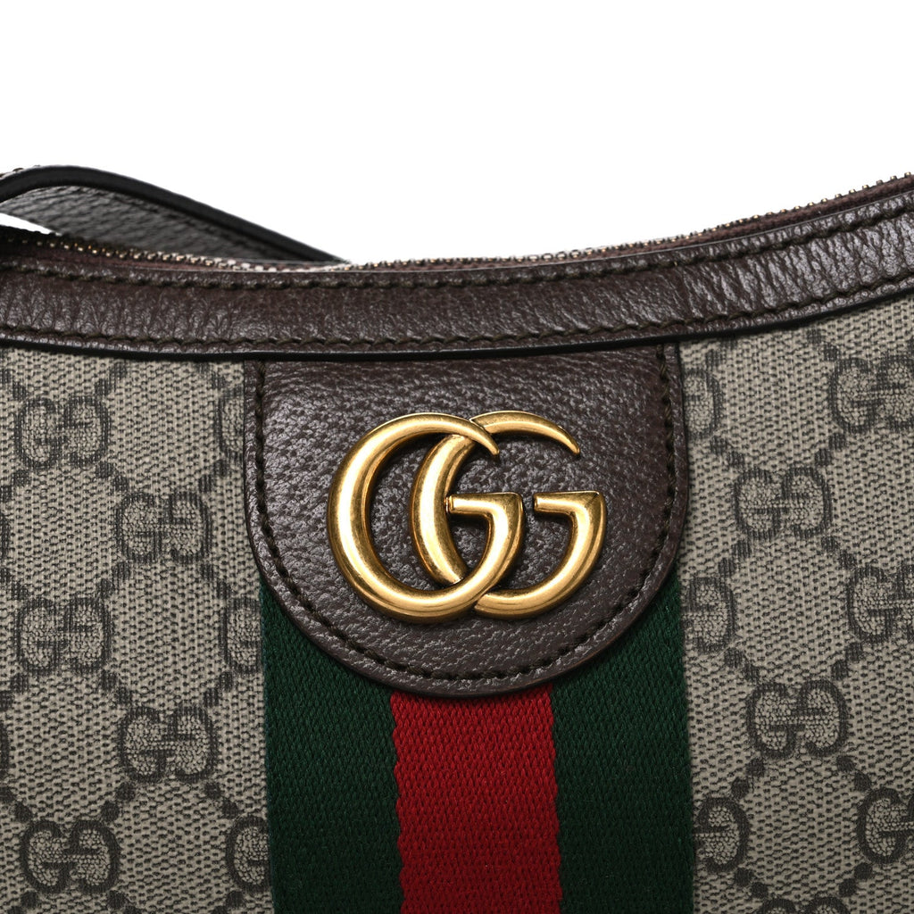 GG Supreme Monogram Web Small Ophidia Half Moon Hobo Brown wholesalehk.shop