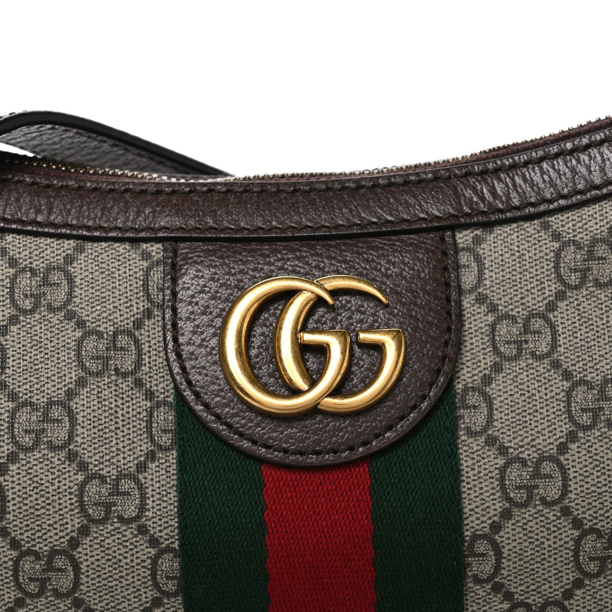 GG Supreme Monogram Web Small Ophidia Half Moon Hobo Brown wholesalehk.shop