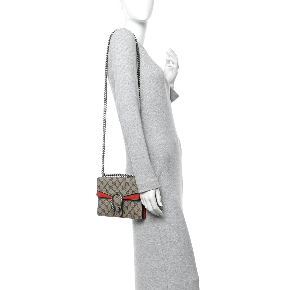 GG Supreme Monogram Suede Mini Dionysus Shoulder Bag Beige Ebony Vulcanic Red wholesalehk.shop