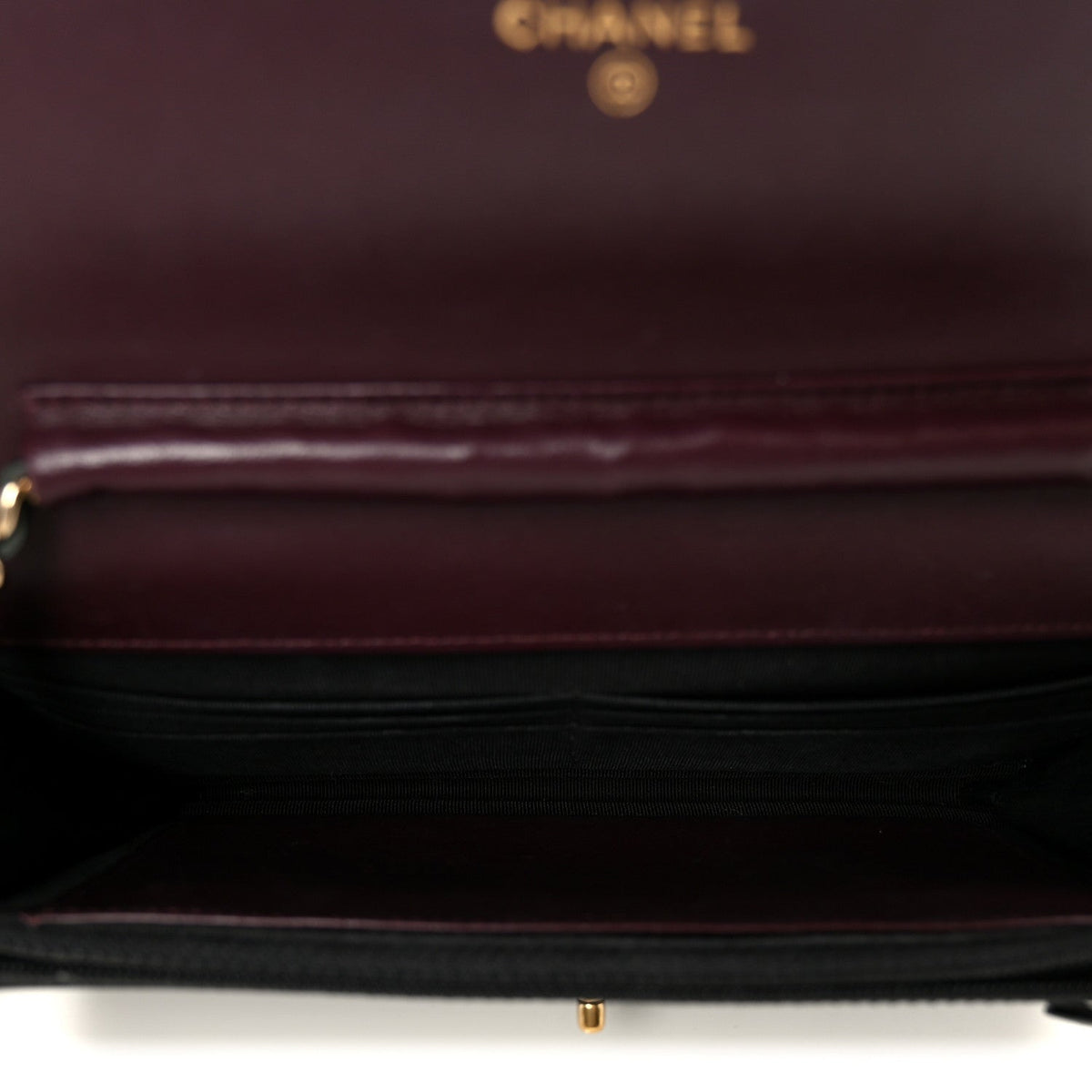 Lambskin Chevron Quilted Wallet On Chain WOC Black wholesalehk.shop