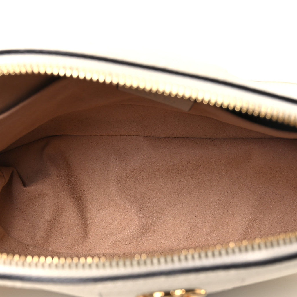 Textured Dollar Calfskin Web Small Ophidia Dome Shoulder Bag Mystic White wholesalehk.shop