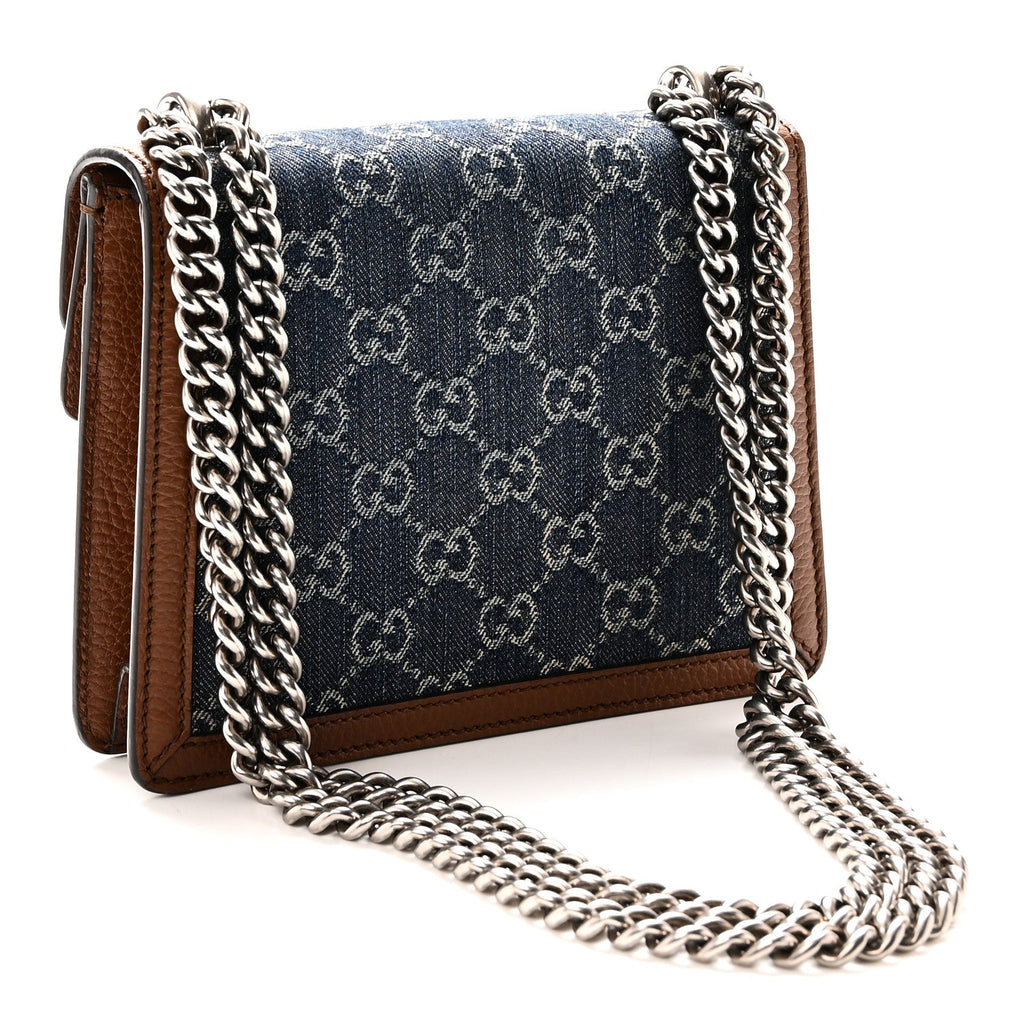New Denim GG Monogram Dollar Calfskin Enamel Mini Dionysus Shoulder Bag Blue Tea Cuir Epilog Electric Blue wholesalehk.shop