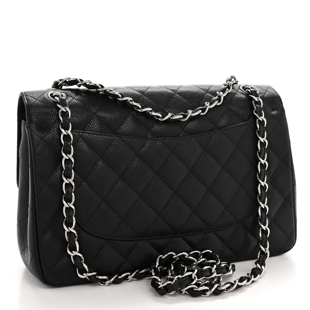 Caviar Quilted Jumbo Double Flap Black wholesalehk.shop