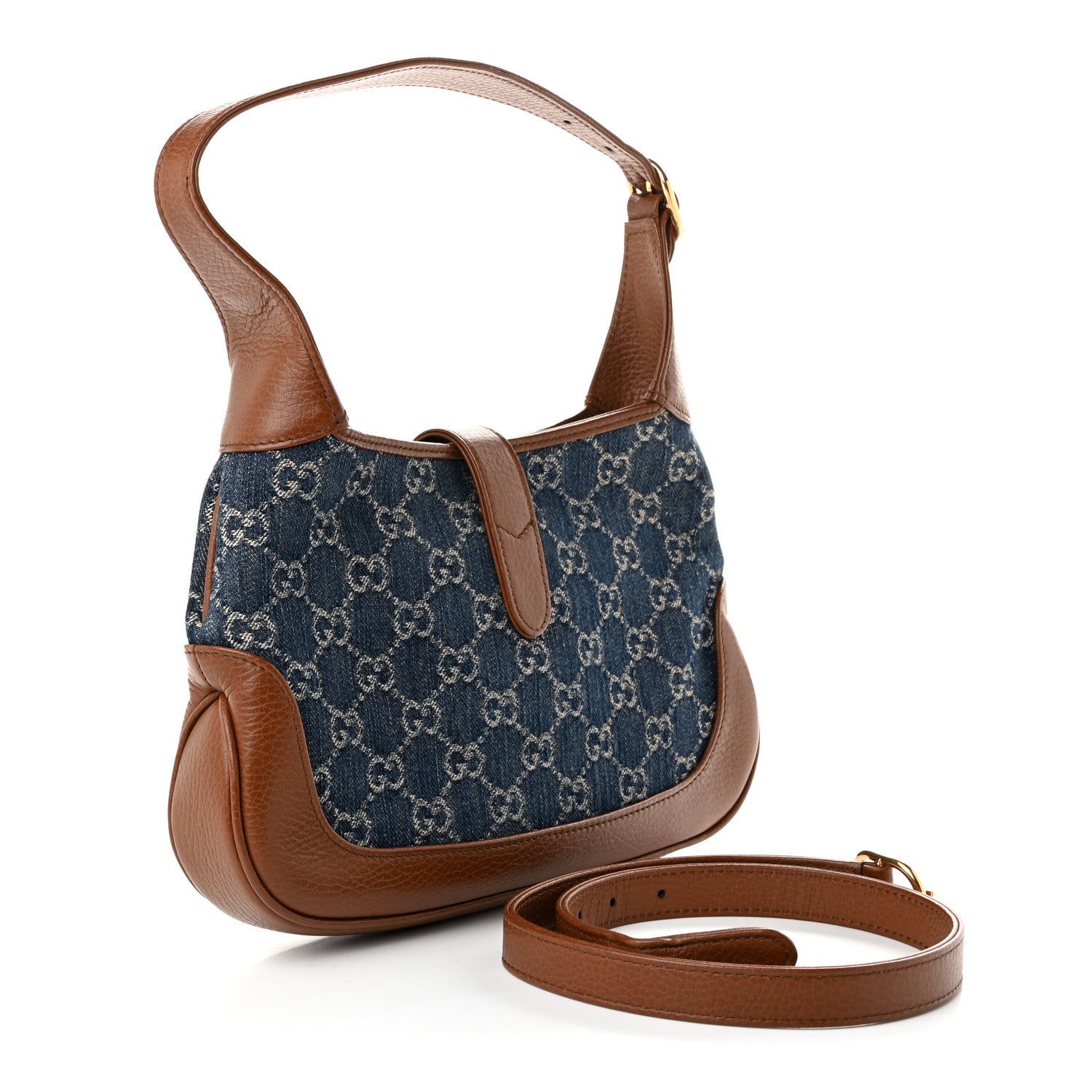 New Denim GG Monogram Calfskin Small Jackie 1961 Hobo Blue Tea Cuir £¨ Direct shipment via from wholesalehk.shop