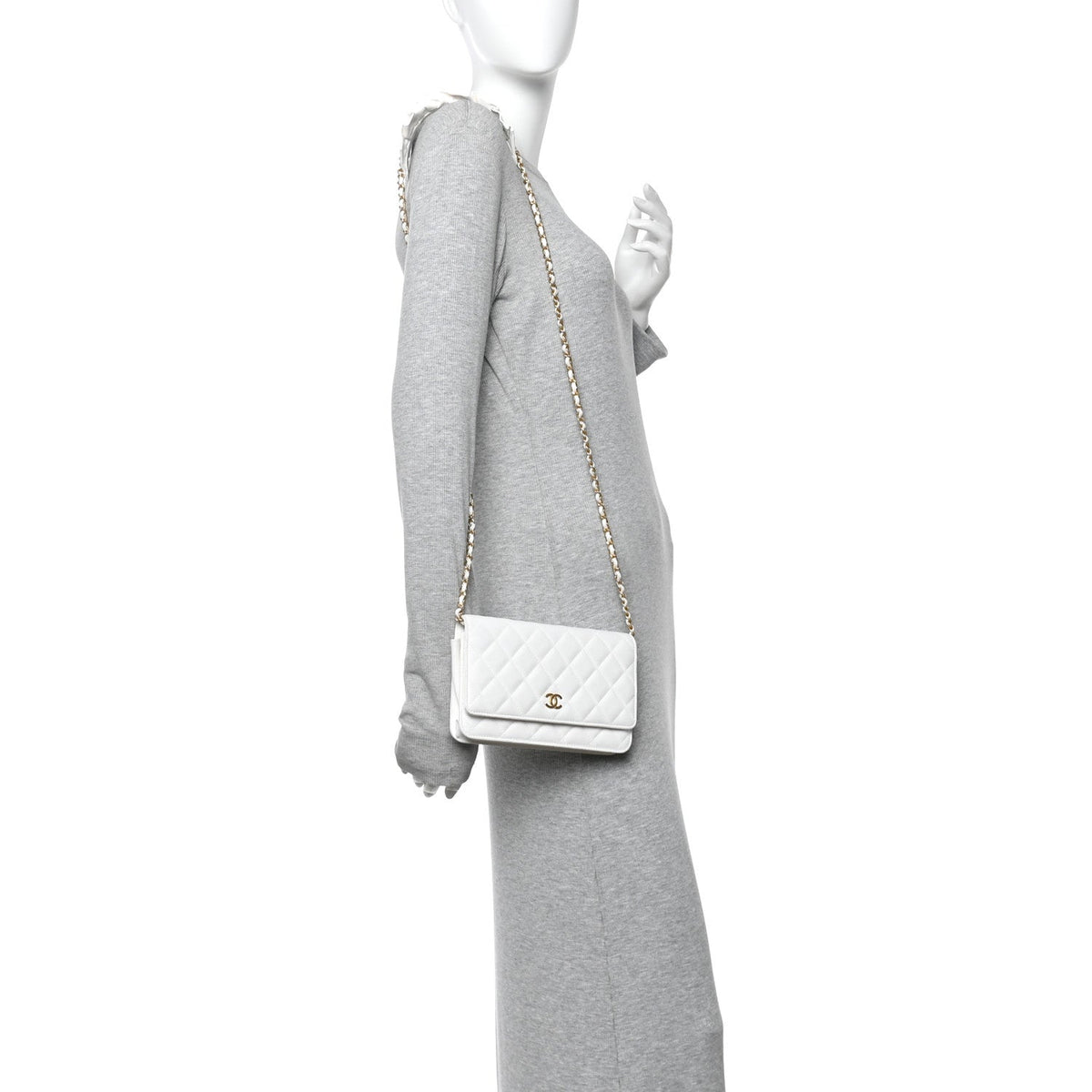 Lambskin Quilted Romance Wallet On Chain WOC White wholesalehk.shop