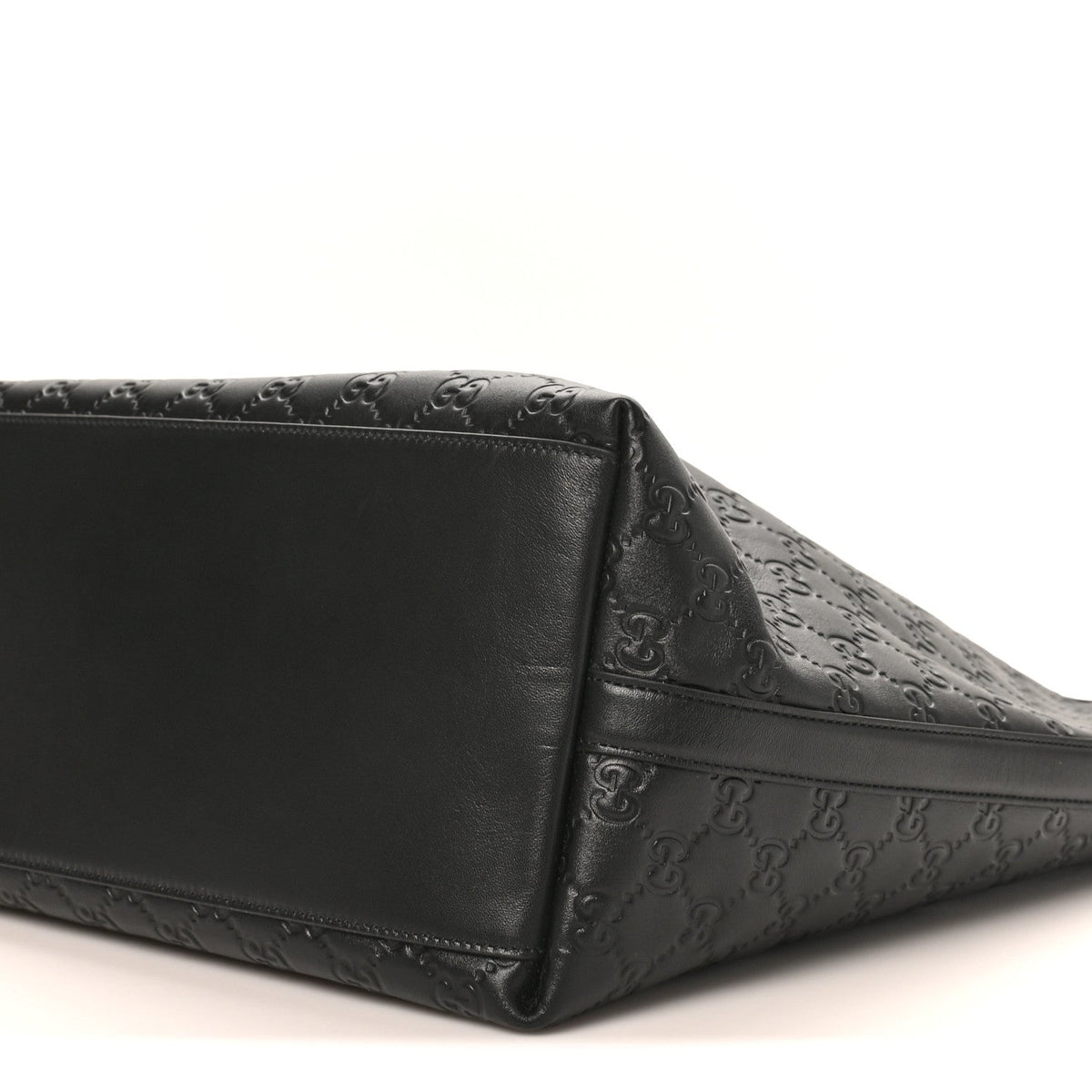 GG Calfskin Embossed Emblem Large Tote Bag Black wholesalehk.shop