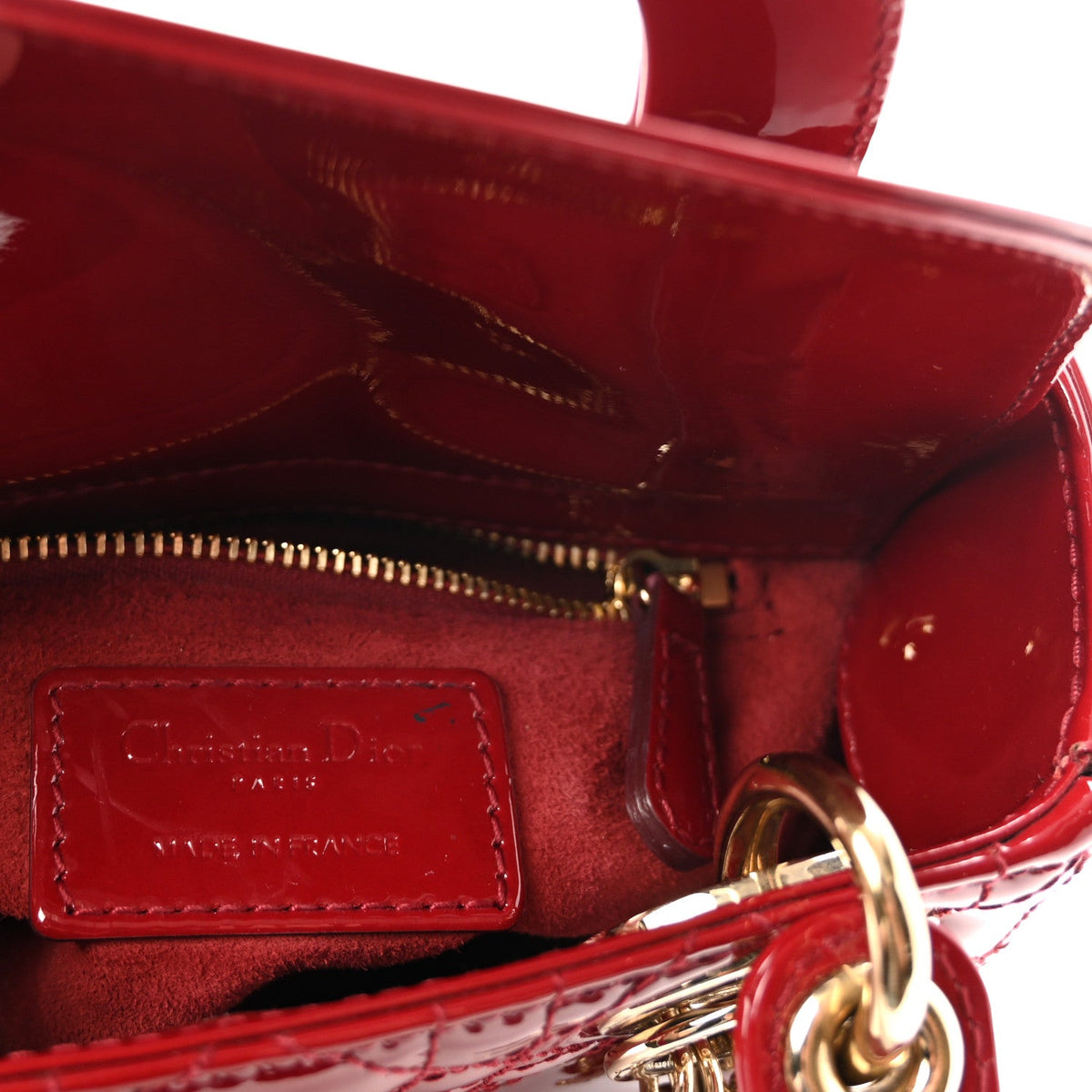 Patent Cannage Mini Lady Dior Red wholesalehk.shop