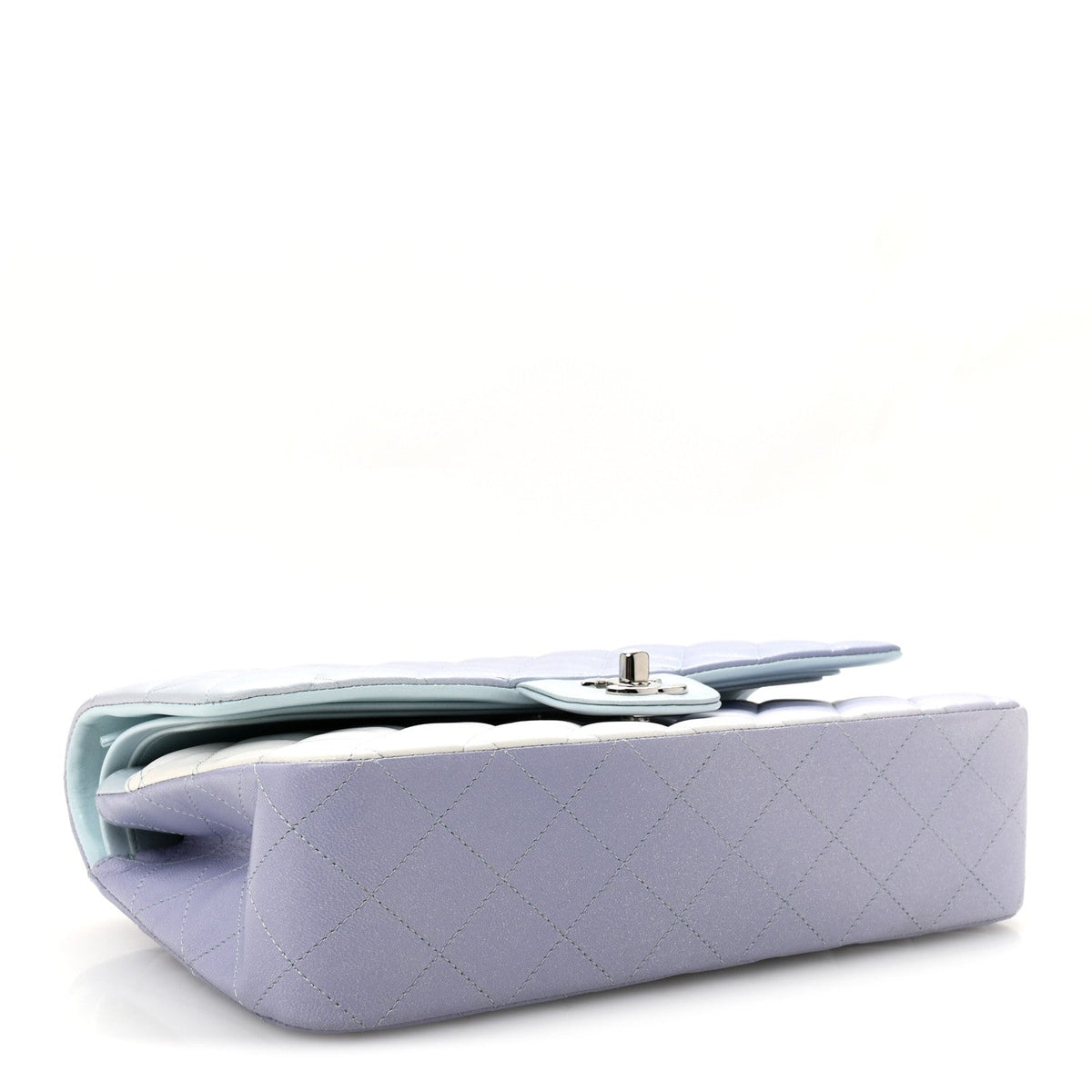 Perforated Lambskin Quilted Medium Double Flap Light Blue Light Purple White wholesalehk.shop