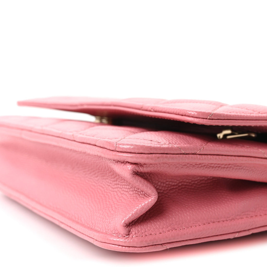 Caviar Quilted Wallet on Chain WOC Light Pink wholesalehk.shop