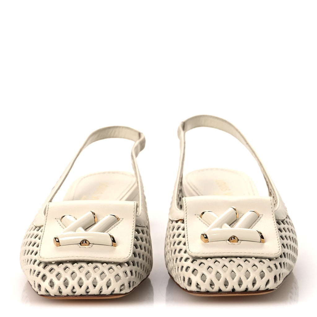 Calfskin Perforated Shake Slingback Pumps 35.5 Creme Beige £¨ Direct shipment via from wholesalehk.shop