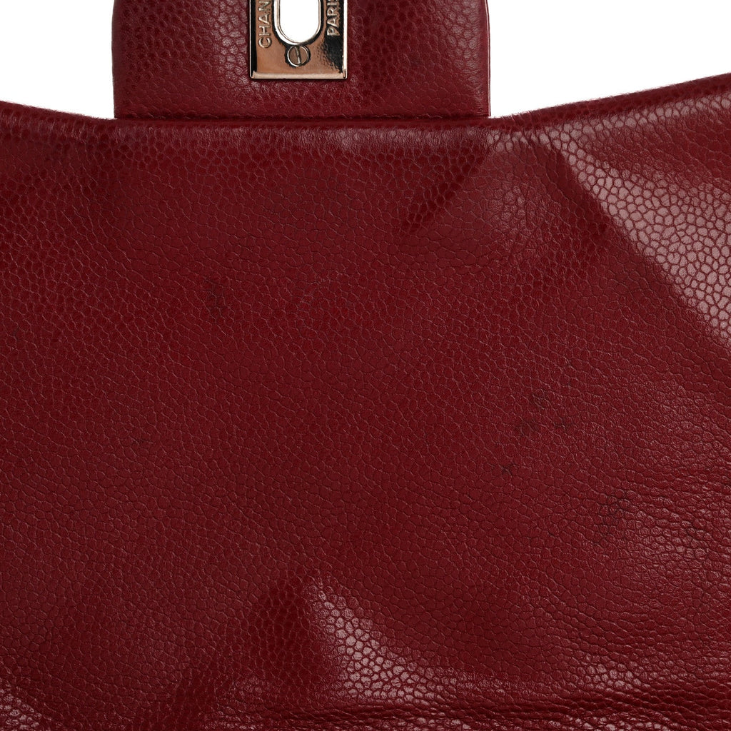 Caviar Quilted Jumbo Double Flap Dark Red wholesalehk.shop