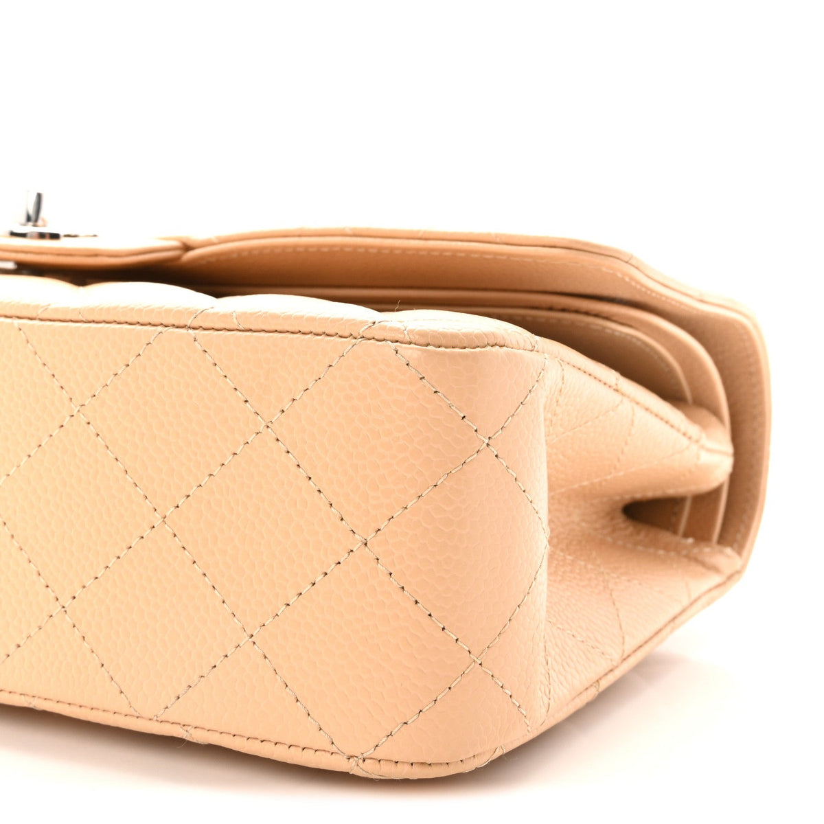 Caviar Quilted Medium Double Flap Beige wholesalehk.shop