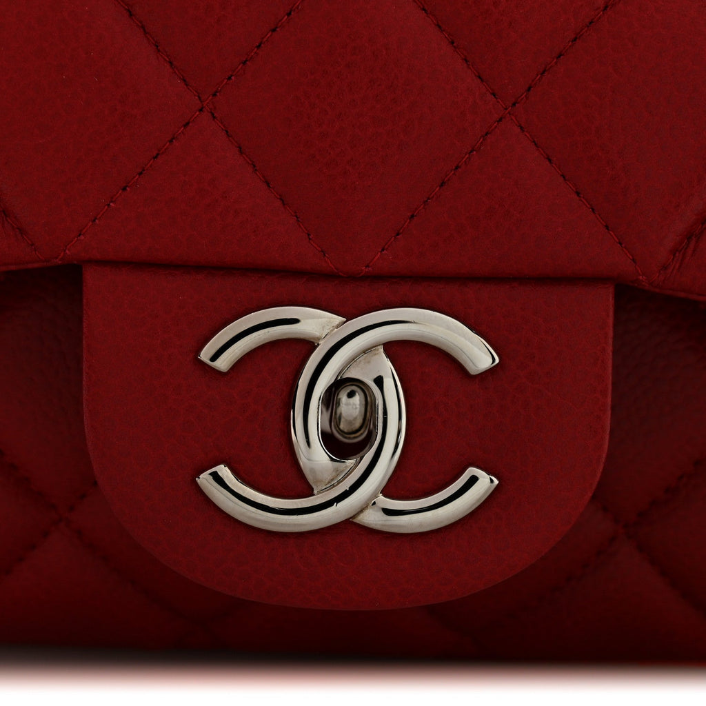 Caviar Quilted Maxi Double Flap Dark Red wholesalehk.shop