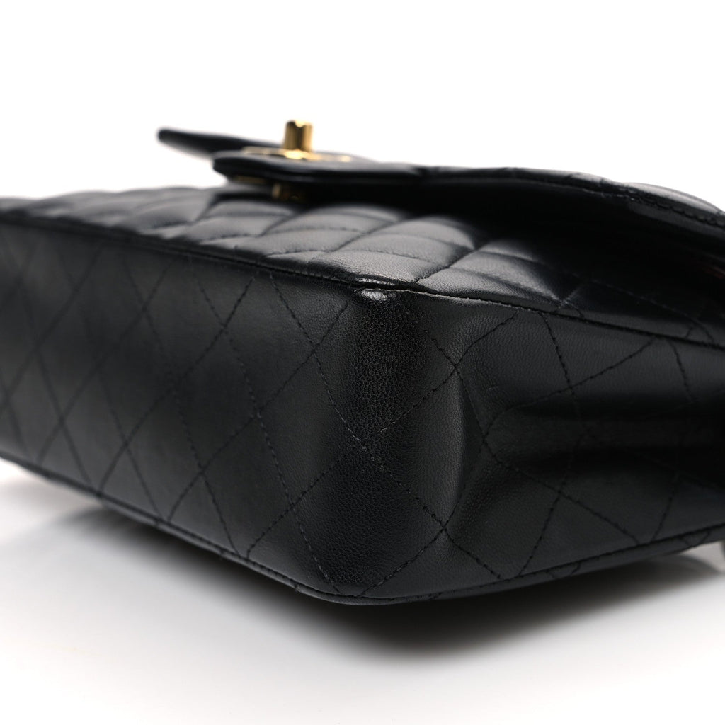 Lambskin Quilted Small Double Flap Black wholesalehk.shop
