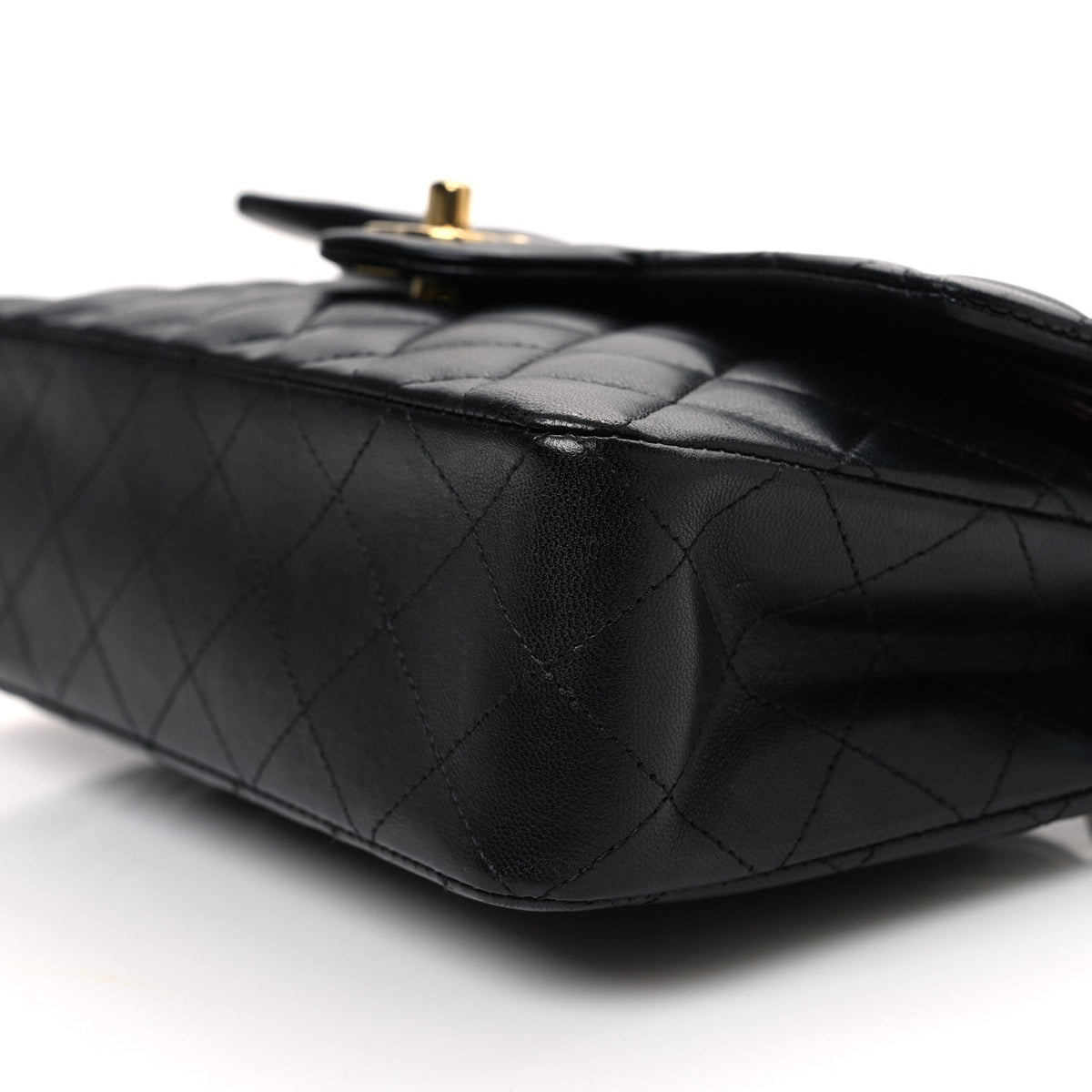 Lambskin Quilted Small Double Flap Black wholesalehk.shop