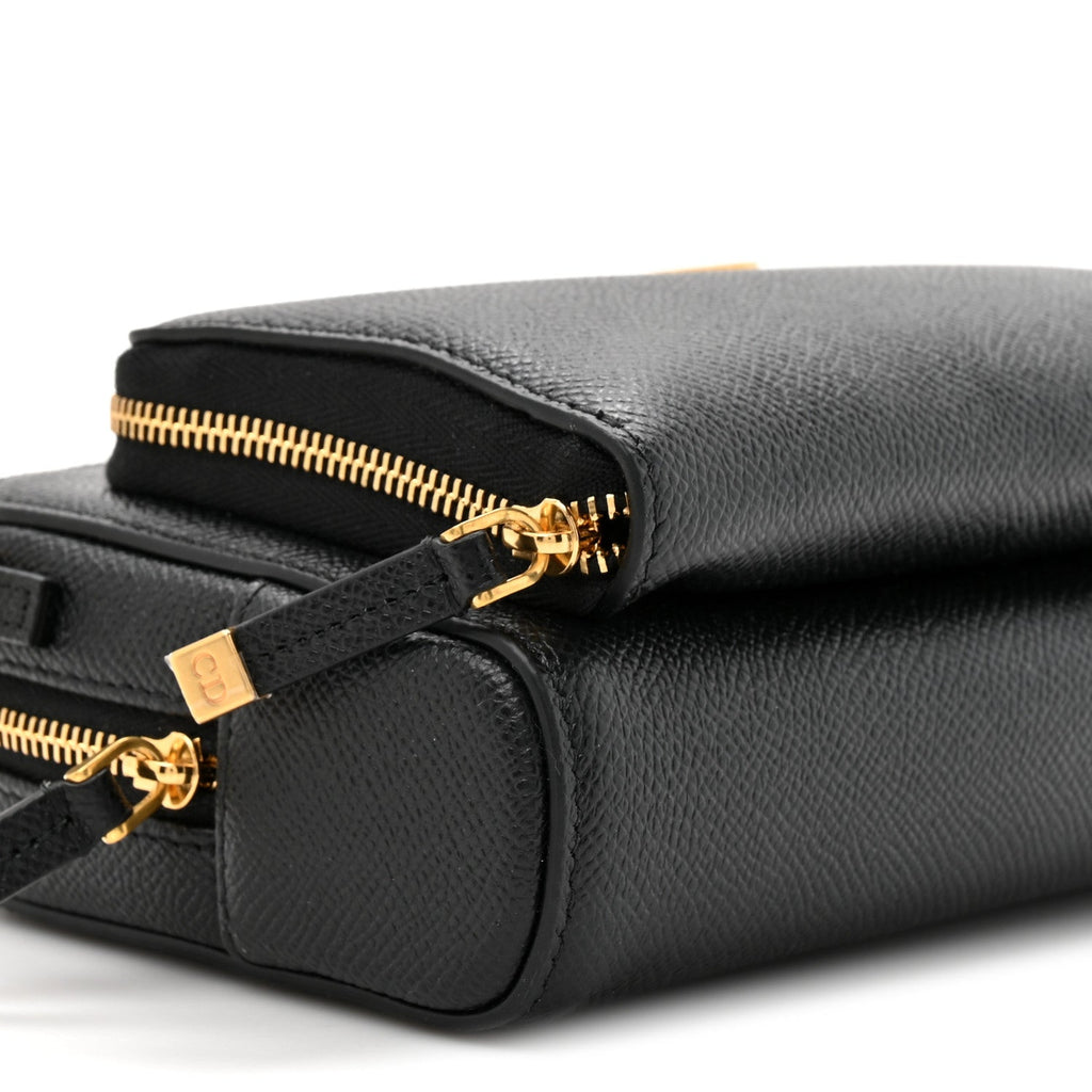 Grained Calfskin Caro Double Pouch Black wholesalehk.shop