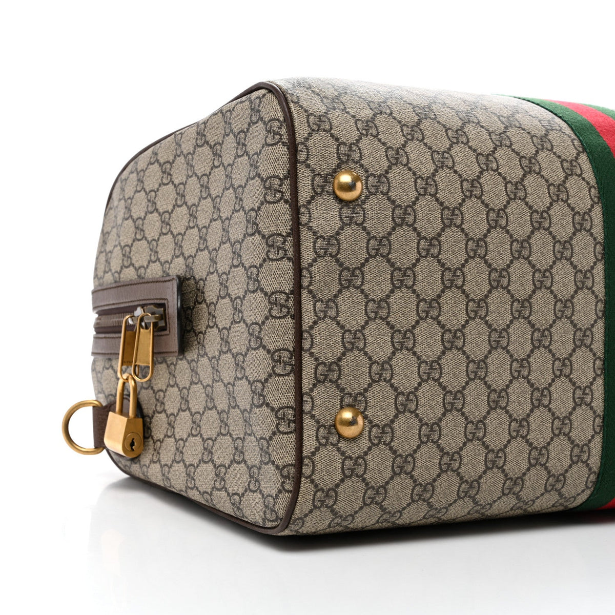 GG Supreme Monogram Textured Dollar Calfskin Web Medium Ophidia Carry-On Duffle Bag Beige Ebony New Acero wholesalehk.shop