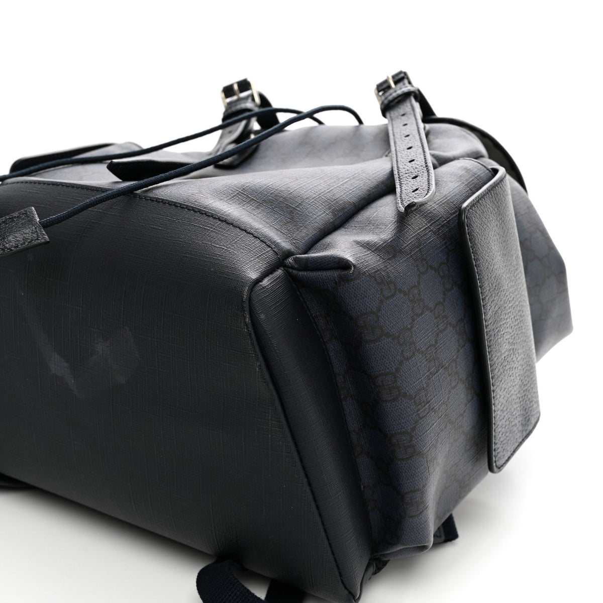 GG Supreme Monogram Textured Dollar Calfskin Medium Ophidia Double Buckle Backpack Blue Dark Blue Black wholesalehk.shop