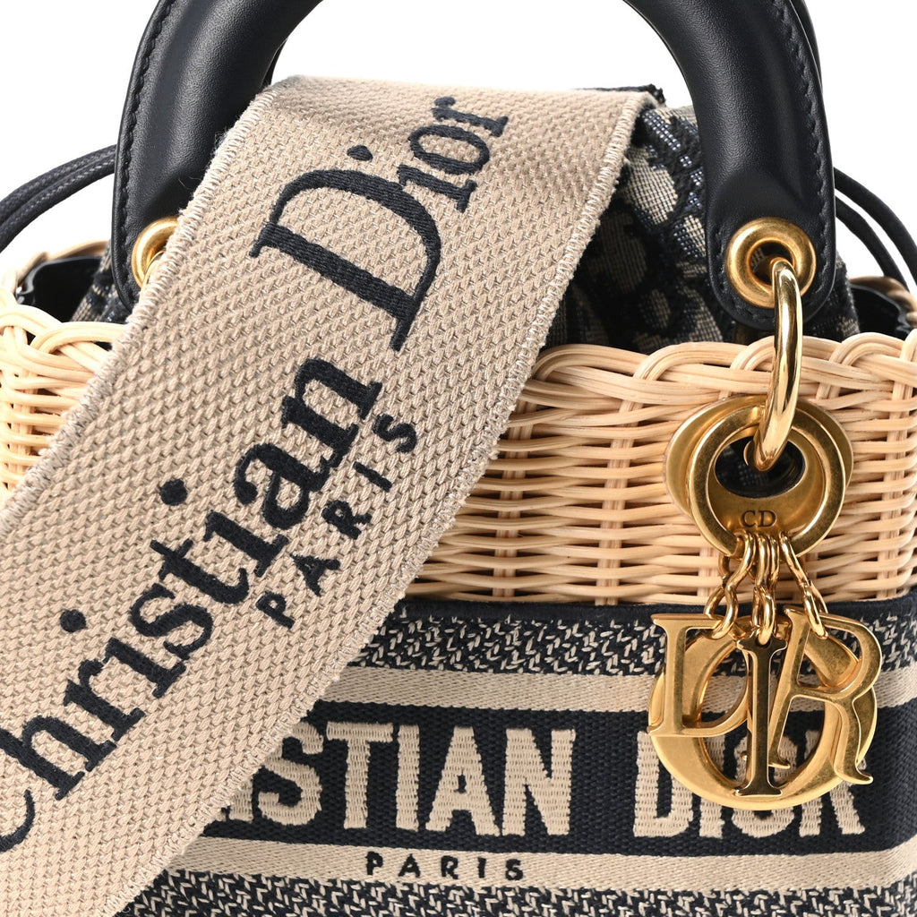 Wicker Oblique Mini Lady Dior Bag Blue wholesalehk.shop