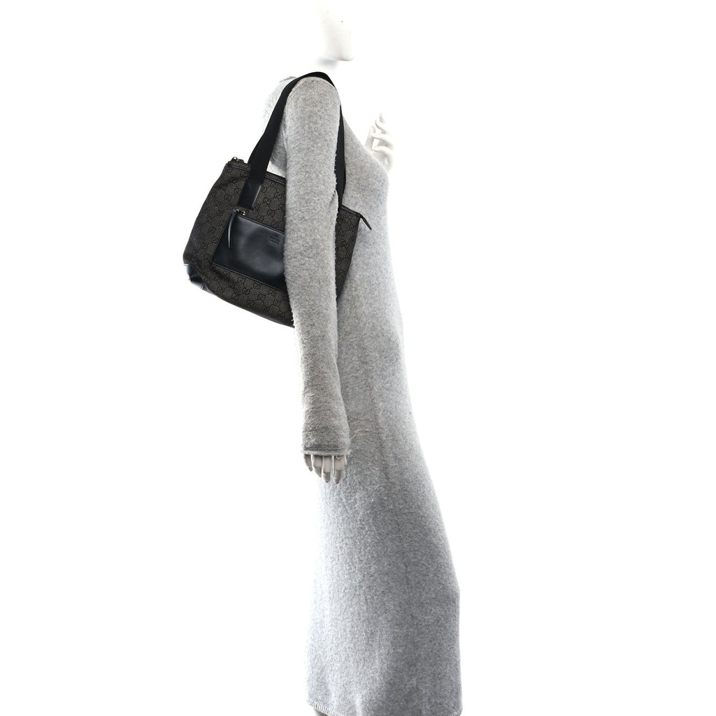 Denim Monogram Tote Bag Black wholesalehk.shop