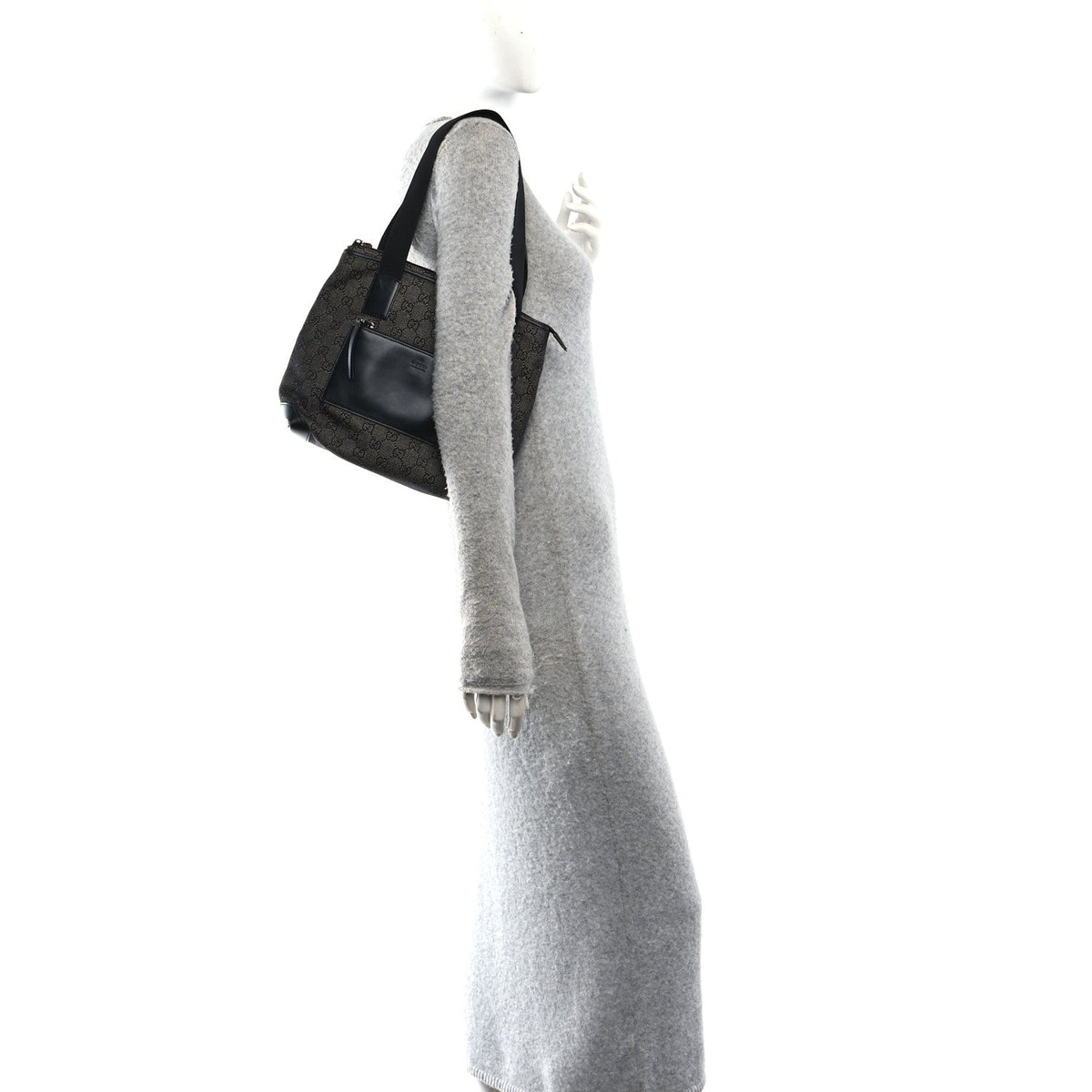 Denim Monogram Tote Bag Black wholesalehk.shop