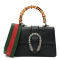 Dollar Calfskin Crystal Web Mini Dionysus Bamboo Top Handle Bag Black Black Diamond wholesalehk.shop