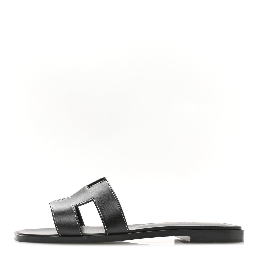 Box Calfskin Oran Sandals 36.5 Black wholesalehk.shop