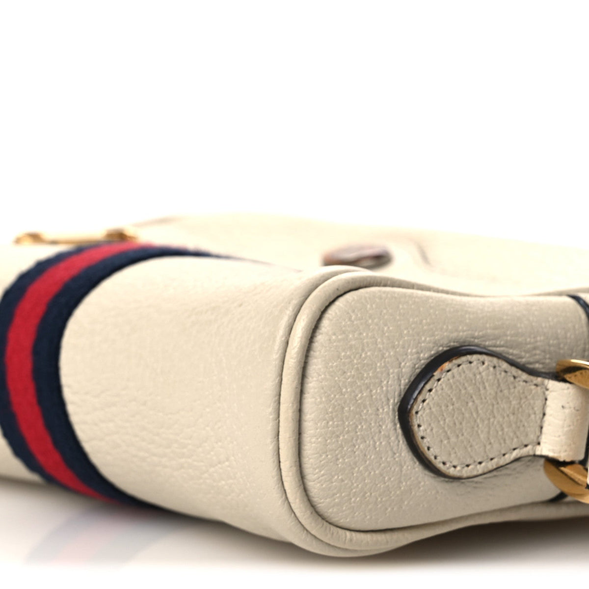Textured Dollar Calfskin Web Mini Ophidia Shoulder Bag Mystic White wholesalehk.shop