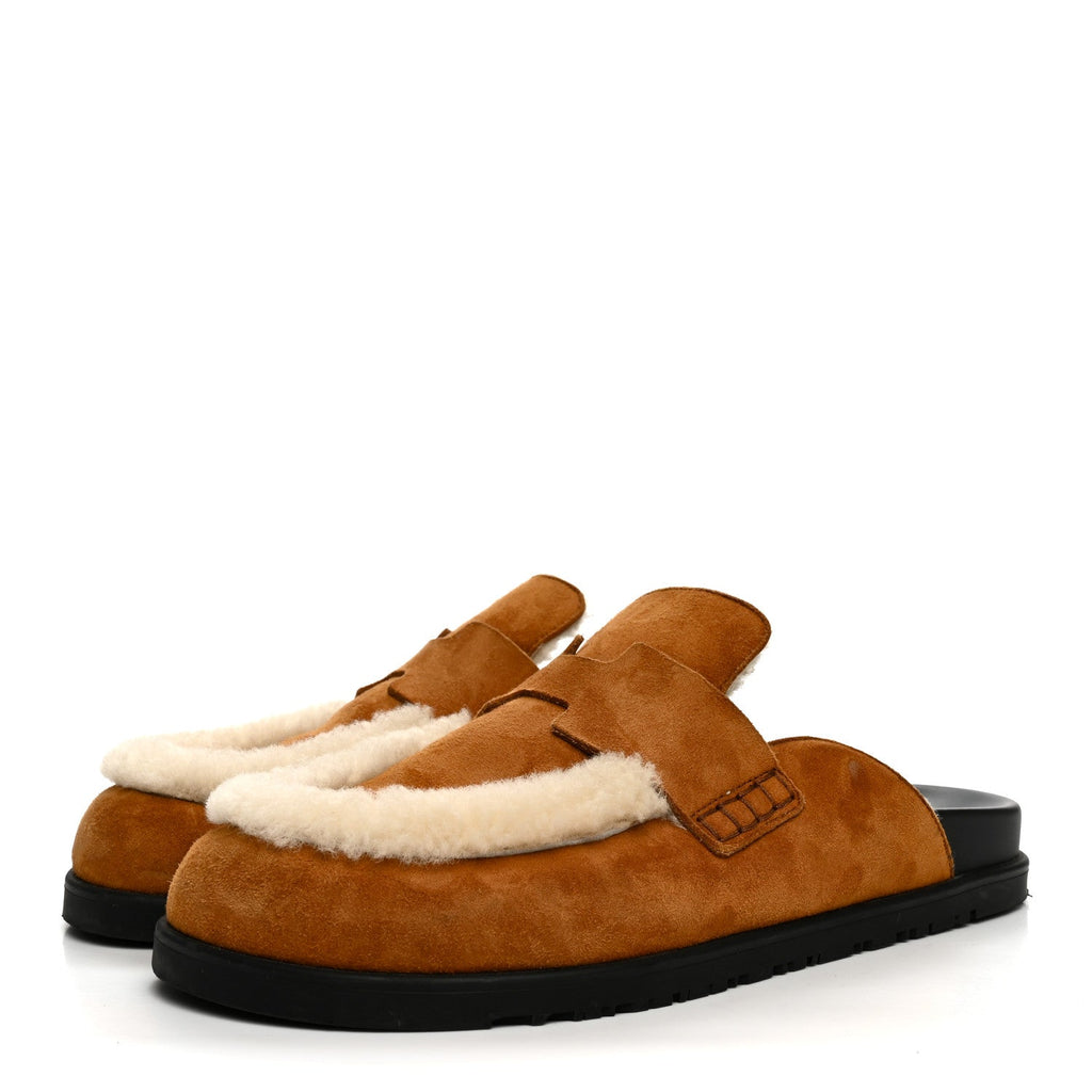 Suede Goatskin Shearling Go Mules 39 Beige Kraft Ecru wholesalehk.shop