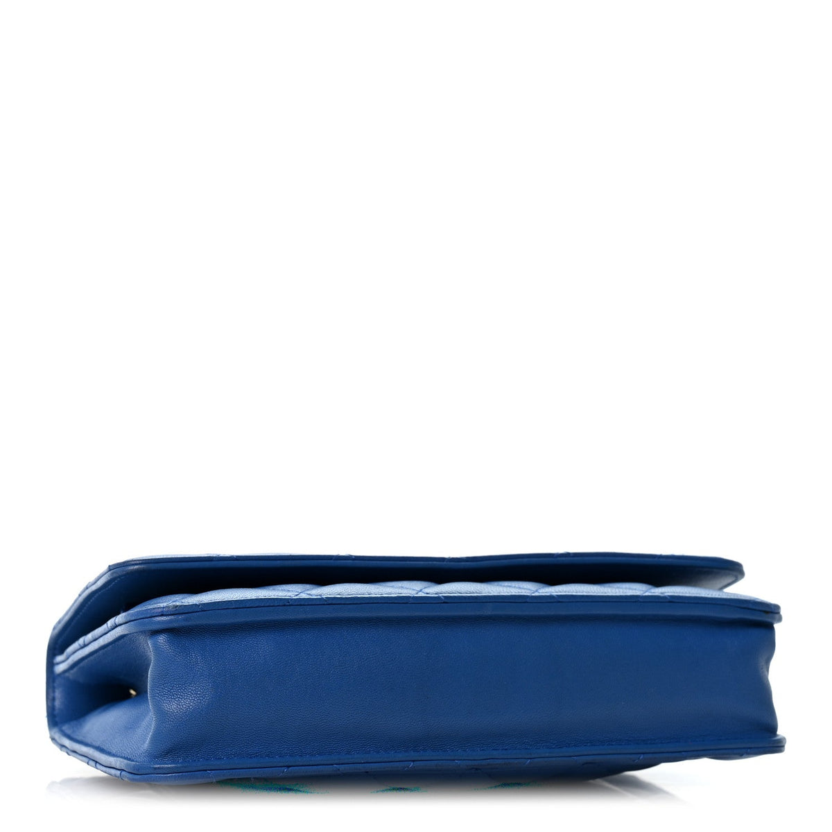 Lambskin Quilted Wallet On Chain WOC Blue wholesalehk.shop