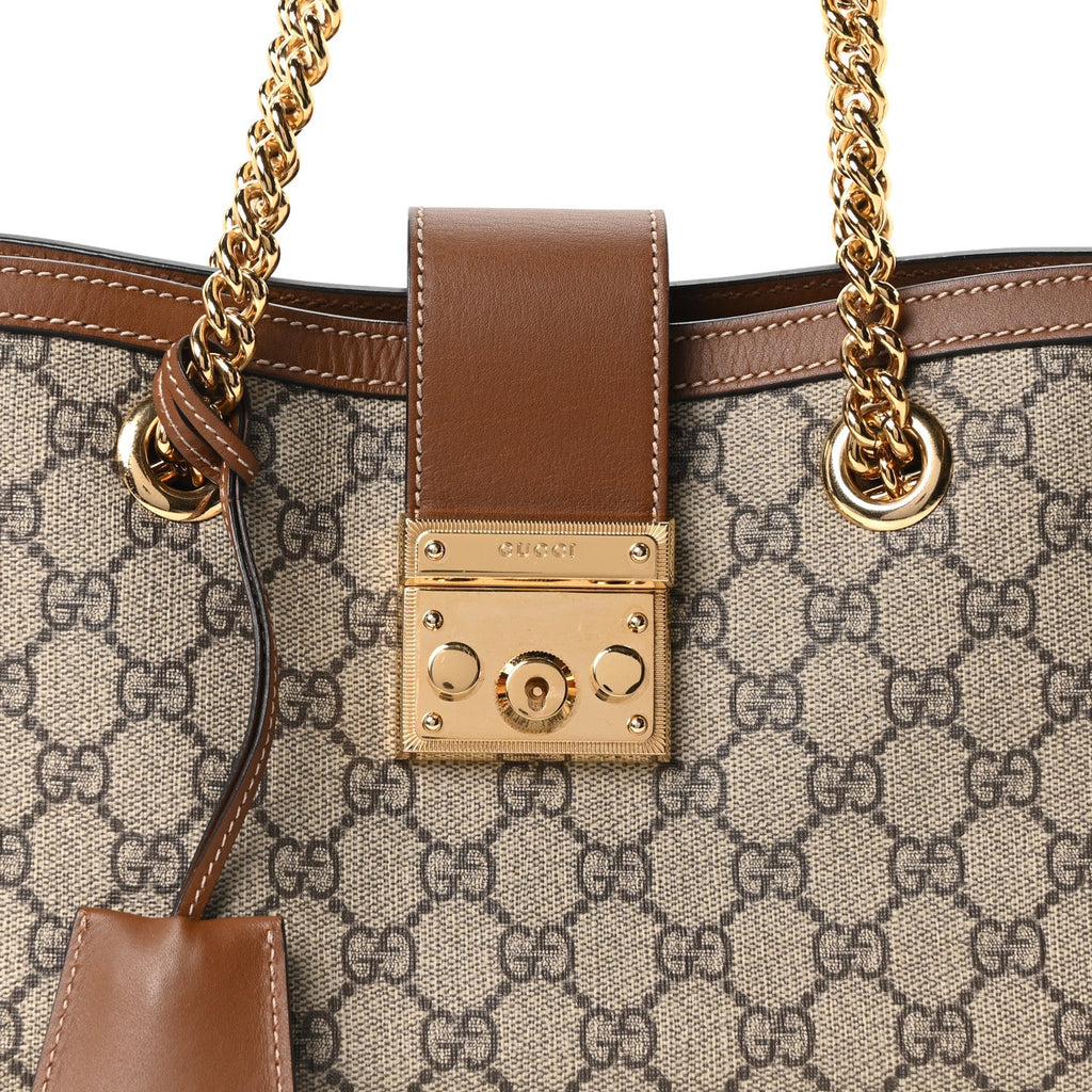 GG Supreme Monogram Calfskin Small Padlock Tote Beige Ebony Tuscany £¨ Direct shipment via from wholesalehk.shop