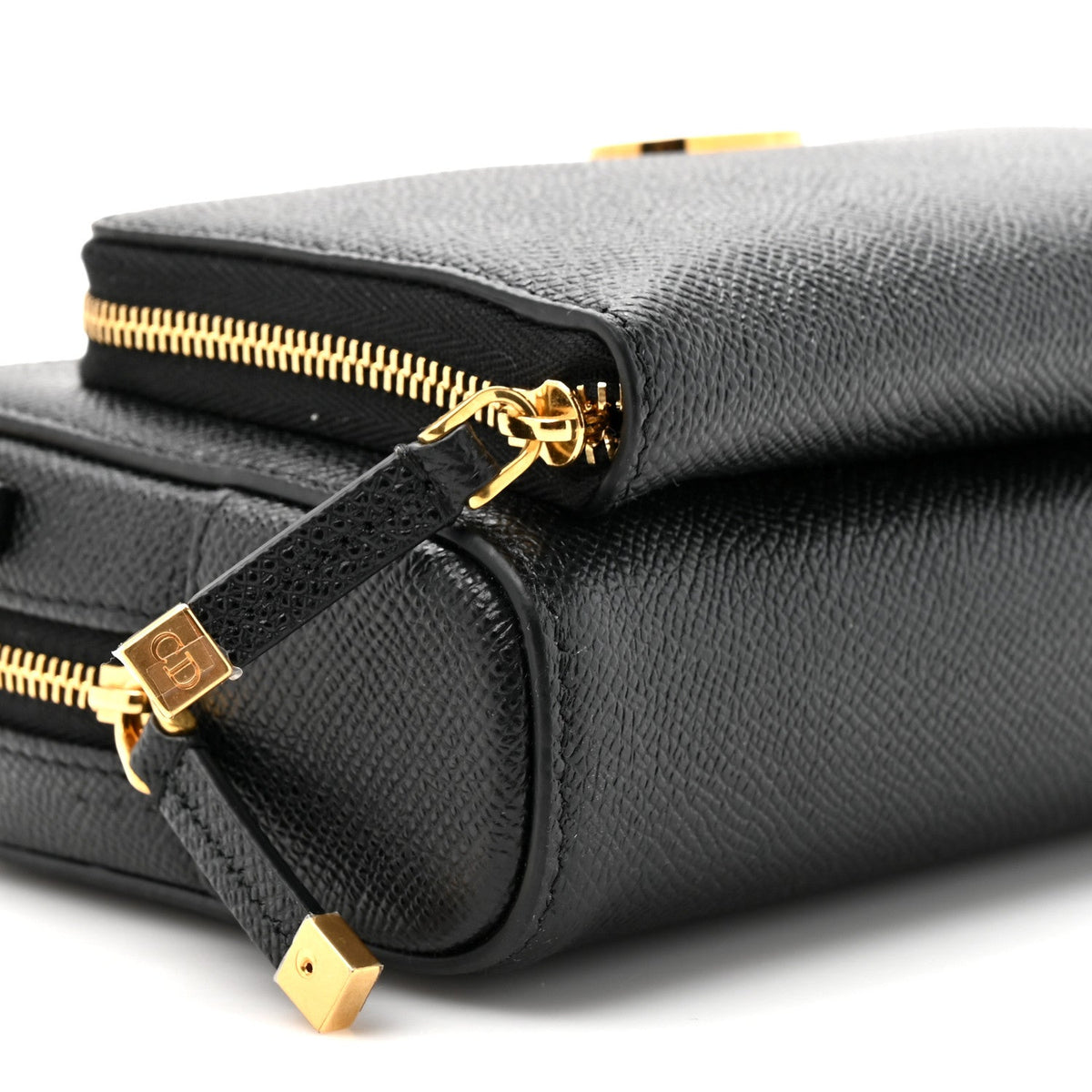 Grained Calfskin Caro Double Pouch Black wholesalehk.shop