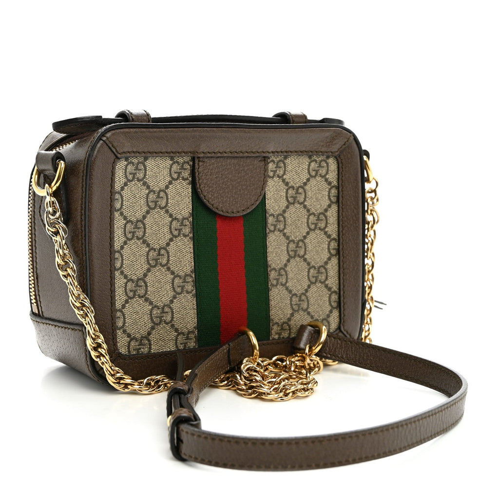 GG Supreme Monogram Mini Ophidia Top Handle Shoulder Bag Brown wholesalehk.shop