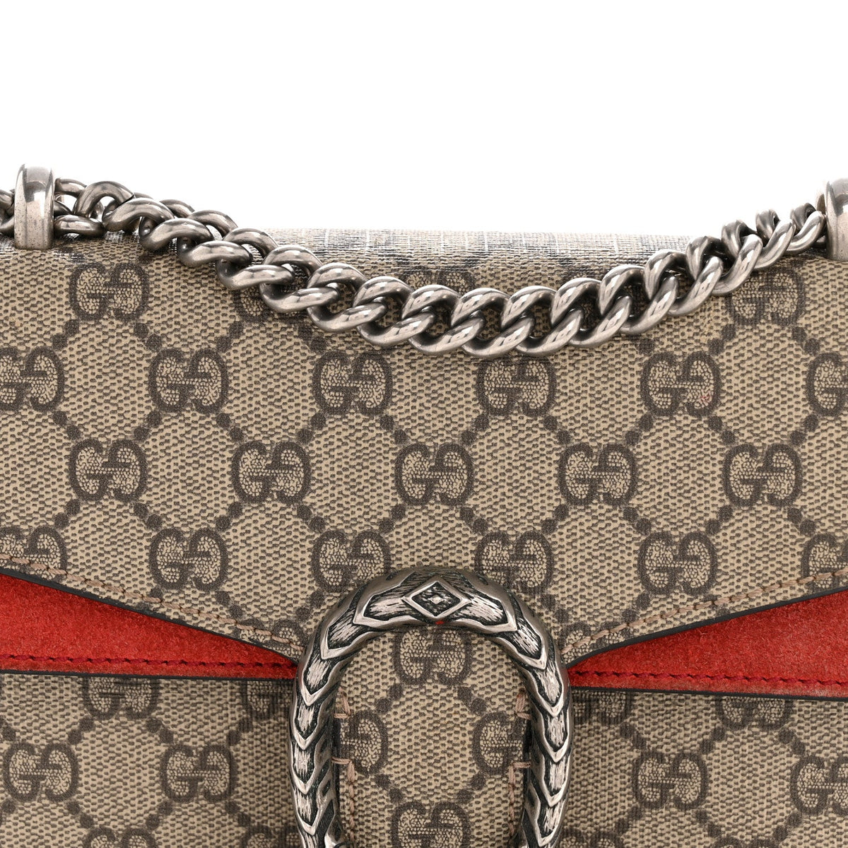 GG Supreme Monogram Suede Mini Dionysus Shoulder Bag Beige Ebony Vulcanic Red wholesalehk.shop