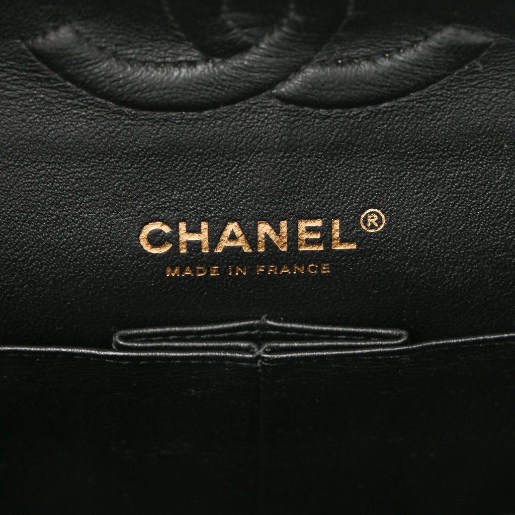 Lambskin Chevron Quilted Medium Double Flap Black wholesalehk.shop