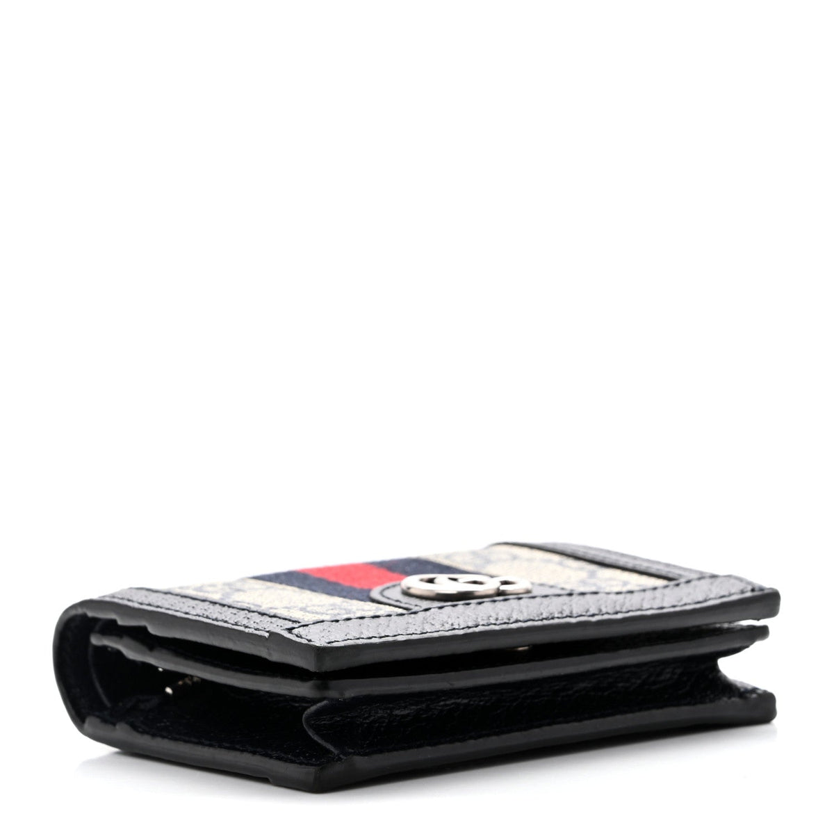 GG Supreme Monogram Textured Dollar Calfskin Web Ophidia Card Case Beige Blue wholesalehk.shop