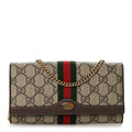 GG Supreme Monogram Web Ophidia Wallet On Chain Brown wholesalehk.shop