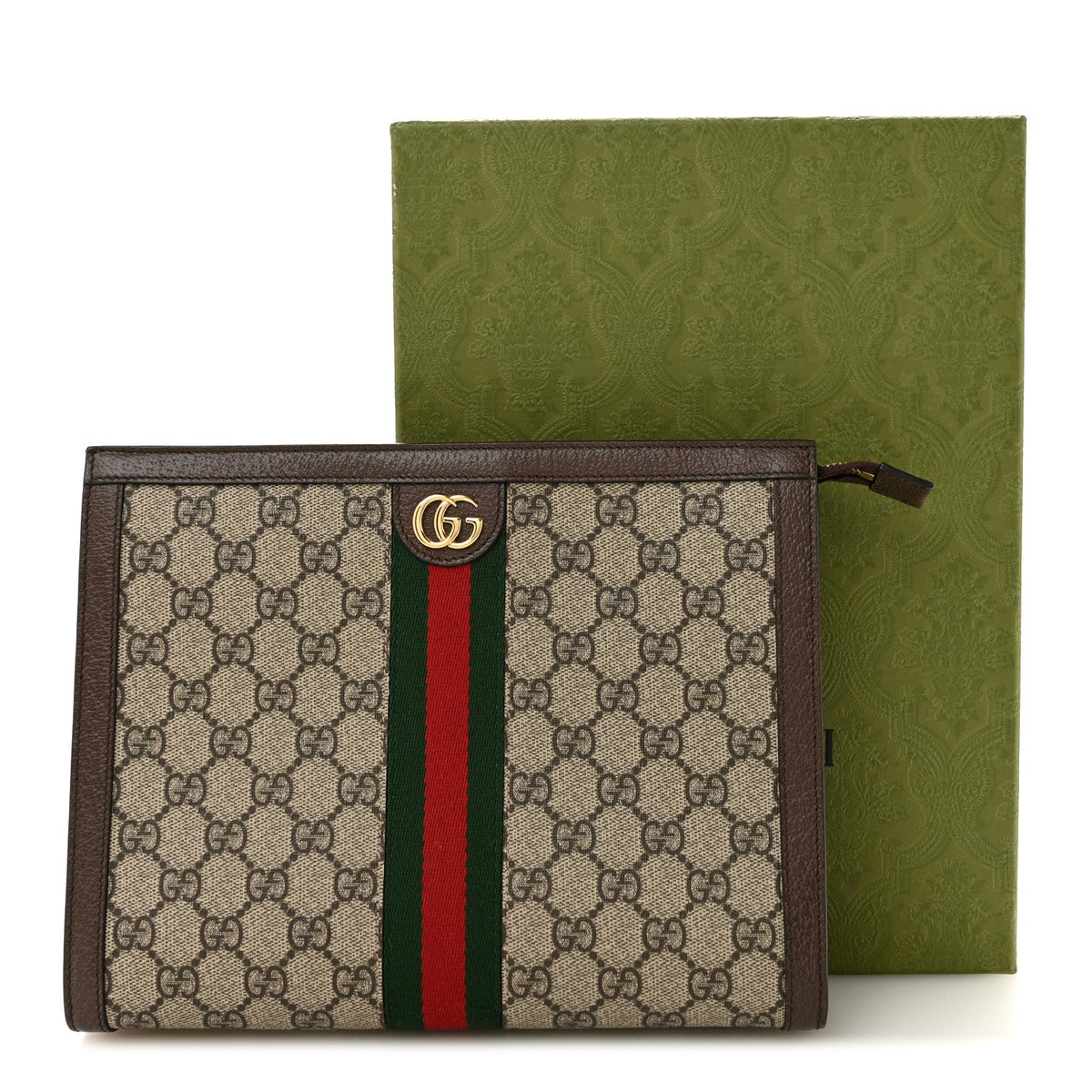 GG Supreme Monogram Web Ophidia Pouch Brown wholesalehk.shop