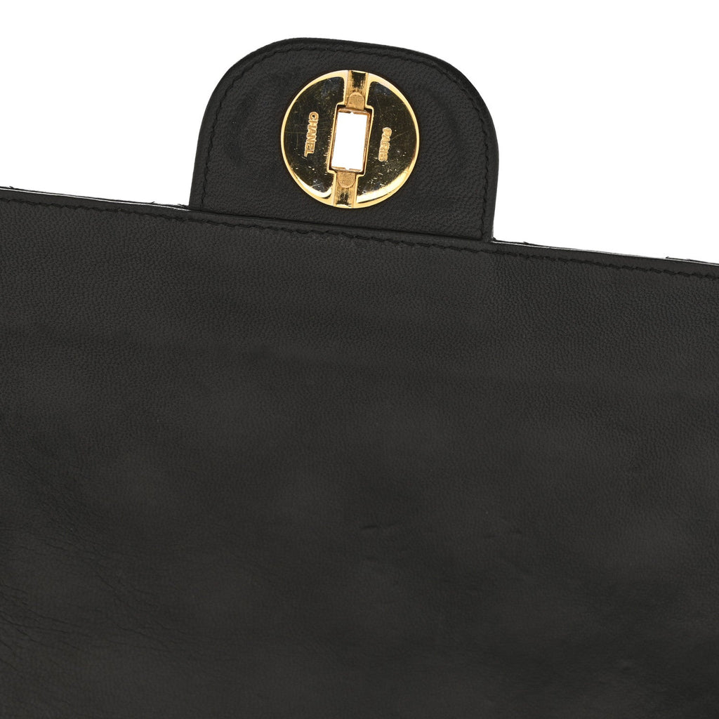 Lambskin Quilted Small Double Flap Black wholesalehk.shop