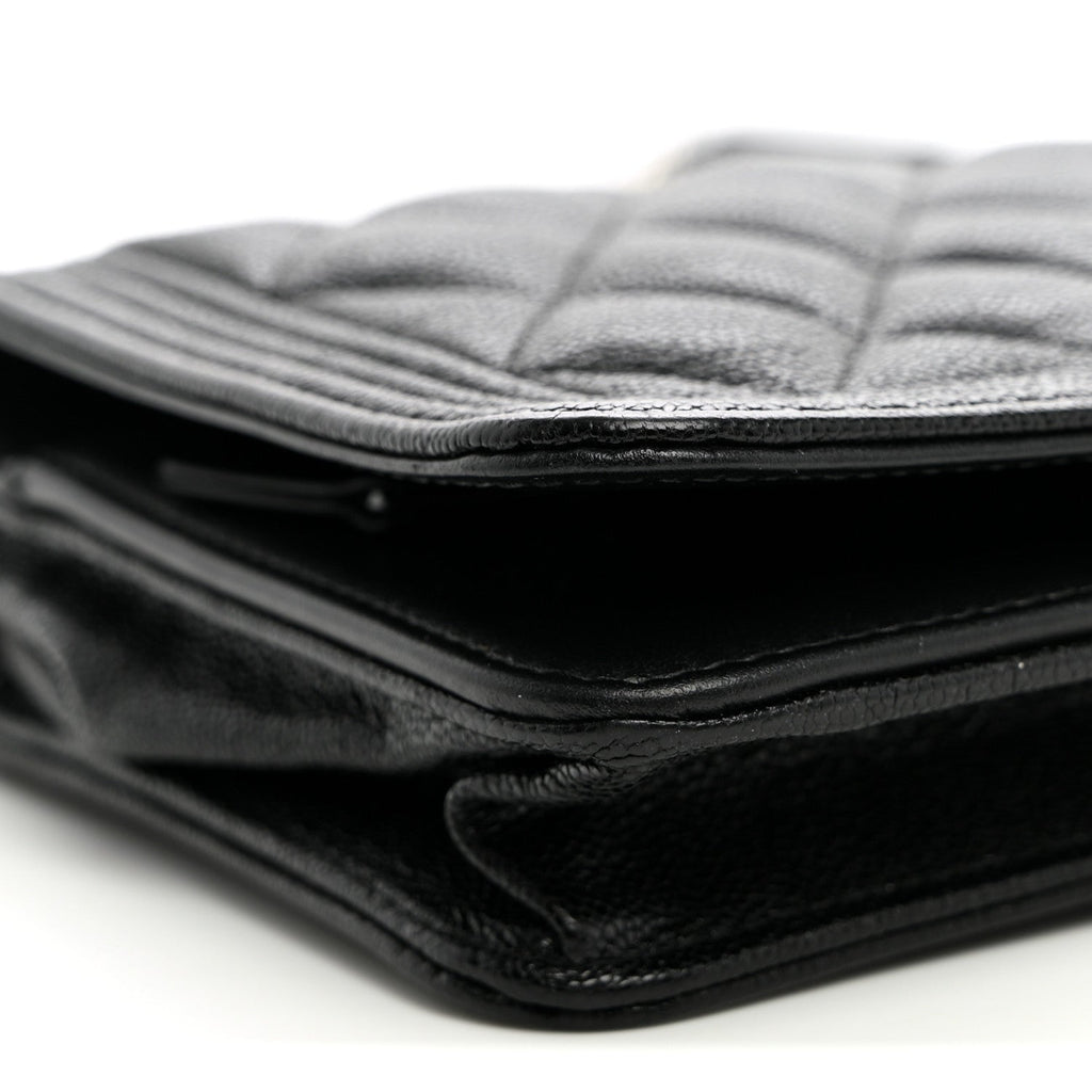 Caviar Quilted Boy Wallet On Chain WOC Black wholesalehk.shop