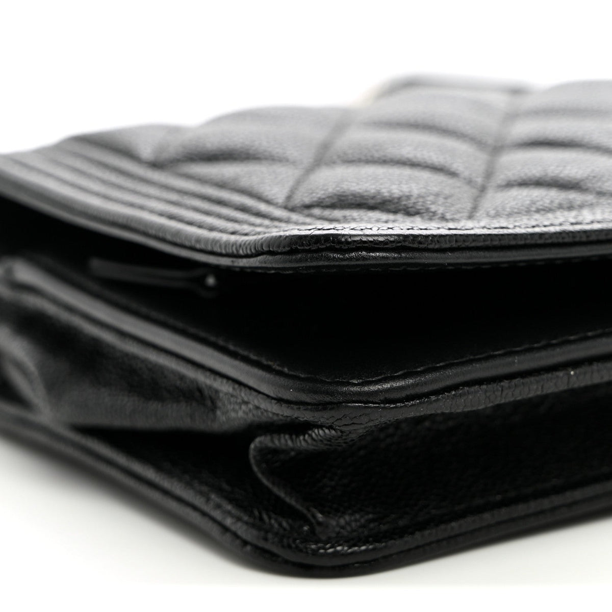 Caviar Quilted Boy Wallet On Chain WOC Black wholesalehk.shop