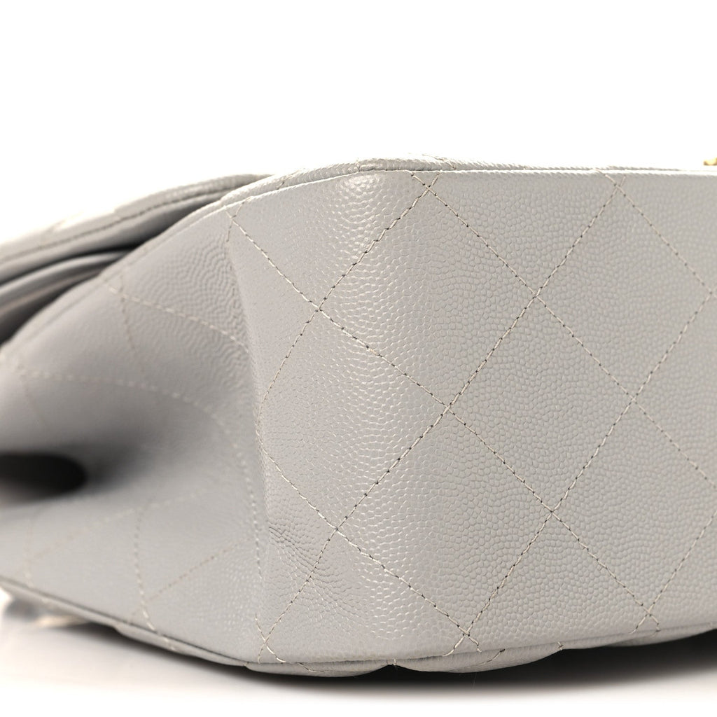 Caviar Quilted Jumbo Double Flap Grey wholesalehk.shop