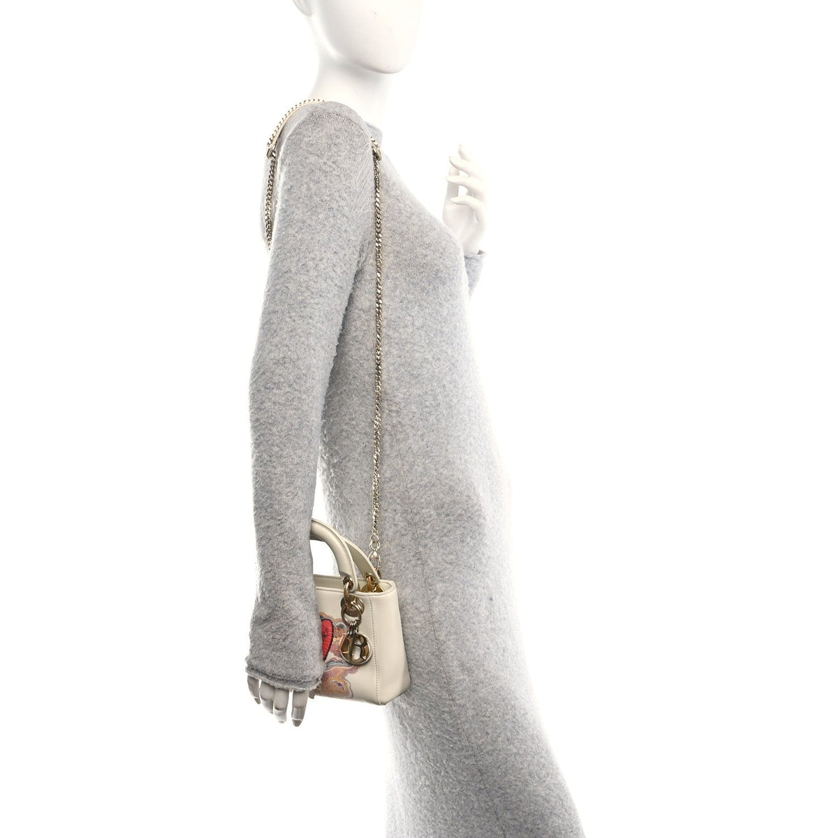 Calfskin Niki De Saint Phalle Dioramour Mini Supple Lady Dior White Multicolor wholesalehk.shop