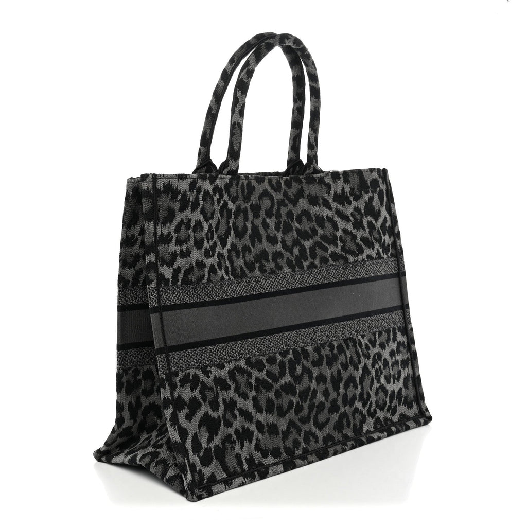 Canvas Mizza Embroidered Large Leopard Book Tote Grey £¨ Direct shipment via from wholesalehk.shop