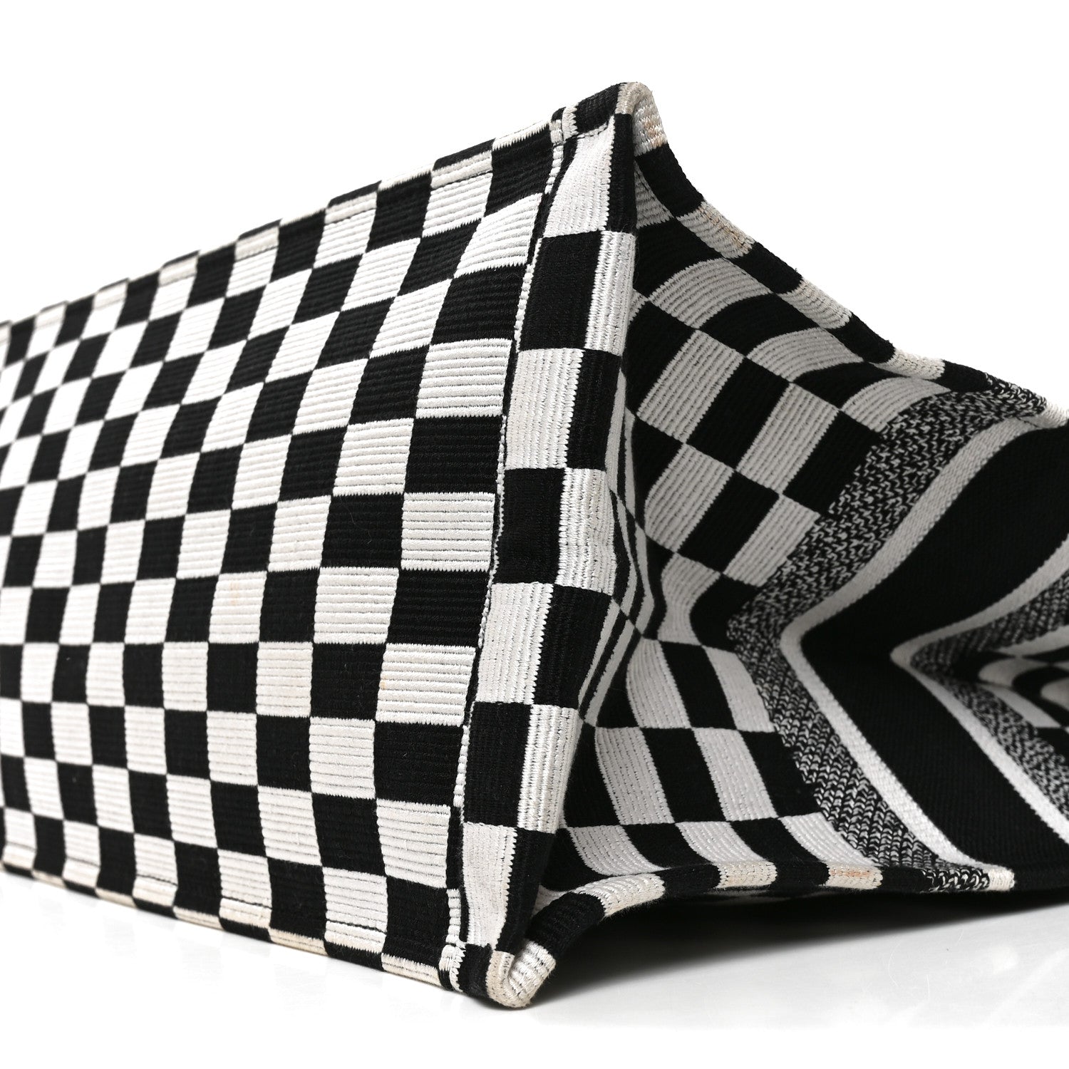 Canvas Embroidered Checkered Book Tote Black White £¨ Direct shipment via from wholesalehk.shop
