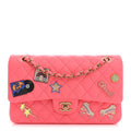 Lambskin Quilted Medium Hollywood Charms Double Flap Coral Pink wholesalehk.shop