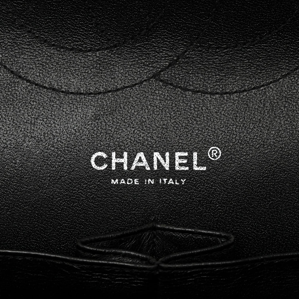 Patent Chevron Quilted Jumbo Double Flap Black wholesalehk.shop